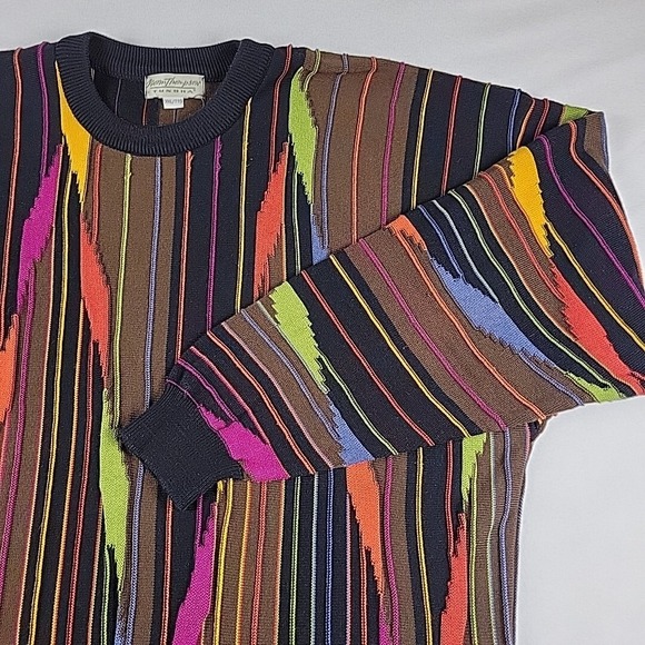 Norm Thompson Tundra Canada 3D Knit Sweater‎ Mens Sz 2XL Colorful Coogi Style - Picture 1 of 8
